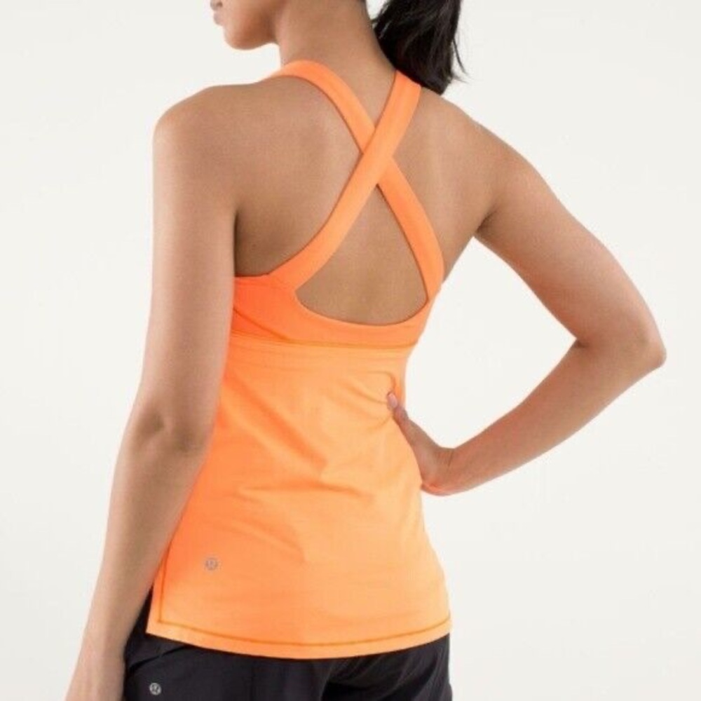 LULULEMON peach/orange track and train crossbody tank top - Picture 2 of 8